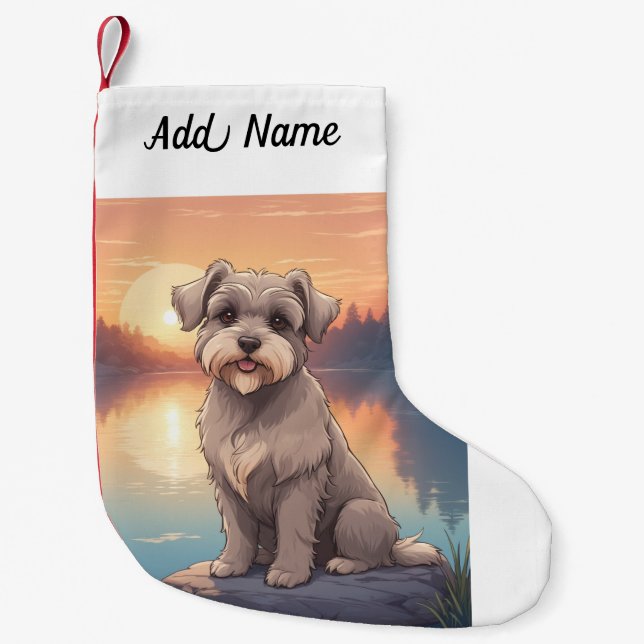 Schnauzer  small christmas stocking (Front)