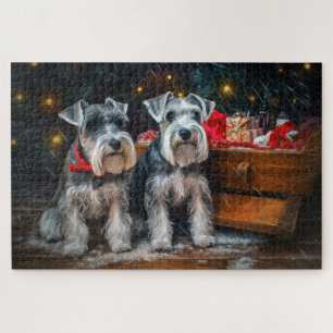 Schnauzer Snowy Sleigh Christmas Decor  Jigsaw Puzzle