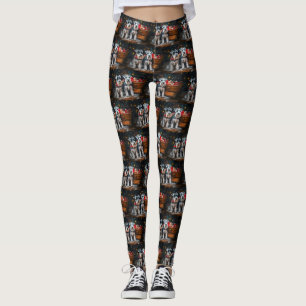 Schnauzer Snowy Sleigh Christmas Decor  Leggings
