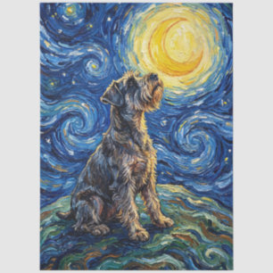 Schnauzer Starry Night Decoupage Tissue Paper