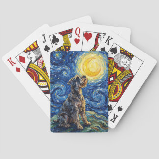 Schnauzer Starry Night Painting Playing Cards