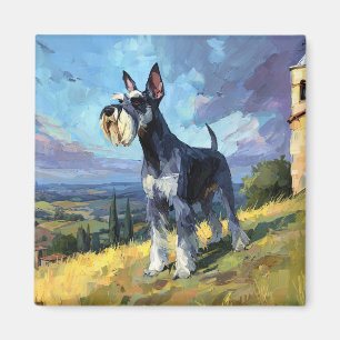 Schnauzer Sunlit Countryside Landscape Art Magnet