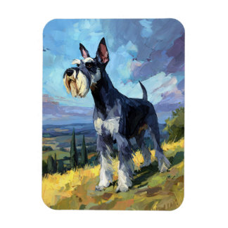 Schnauzer Sunlit Countryside Landscape Flexible Magnet