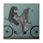 Schnauzer Tandem Tile<br><div class="desc">Schnauzer Tandem by Fabfunky. Features schnauzers riding a bicycle in a whimsical, steampunk style. | 192047D</div>