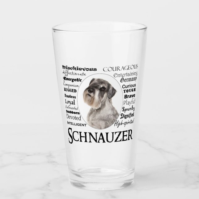 Schnauzer Traits Glass Tumbler (Front)