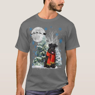 Schnauzer Under Moonlight Snow Christmas Pajama  T-Shirt