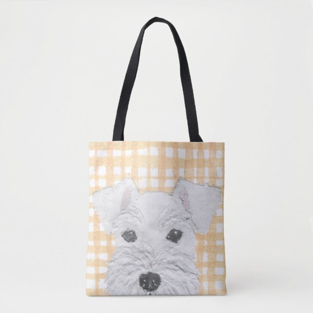 Schnauzer, White, Modern Tote Bag (Front)