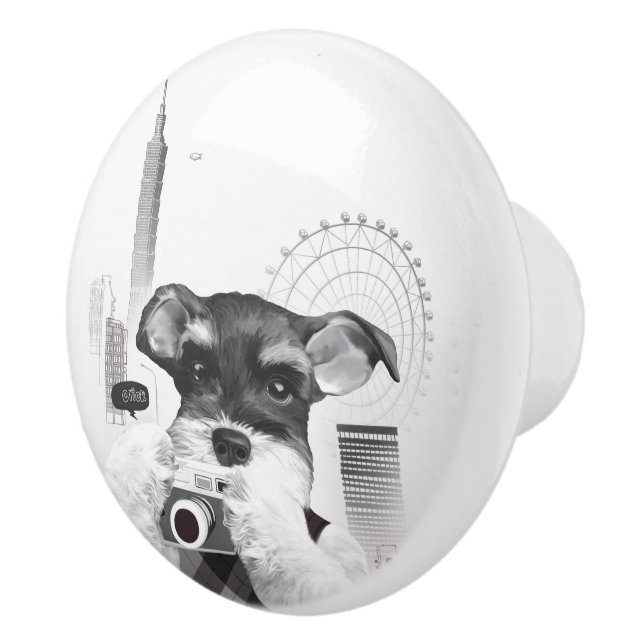 Schnauzer with Camera Ceramic Knob (Right)