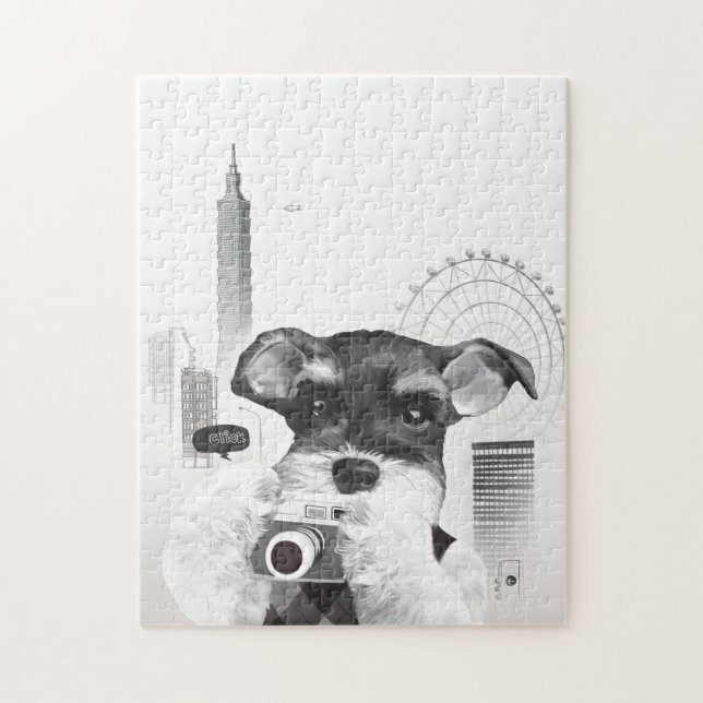 Schnauzer with Camera Jigsaw Puzzle (Vertical)
