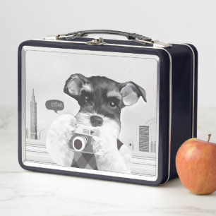 Schnauzer with Camera Metal Lunch Box