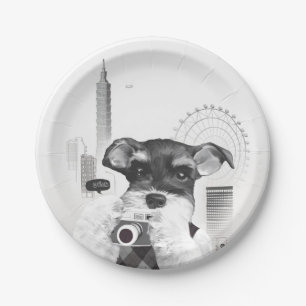 Schnauzer with Camera Paper Plate
