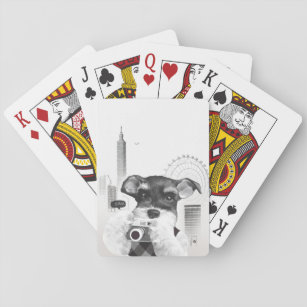 Schnauzer with Camera Playing Cards