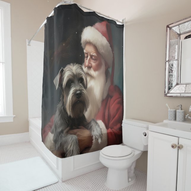 Schnauzer With Santa Claus Festive Christmas (In Situ)