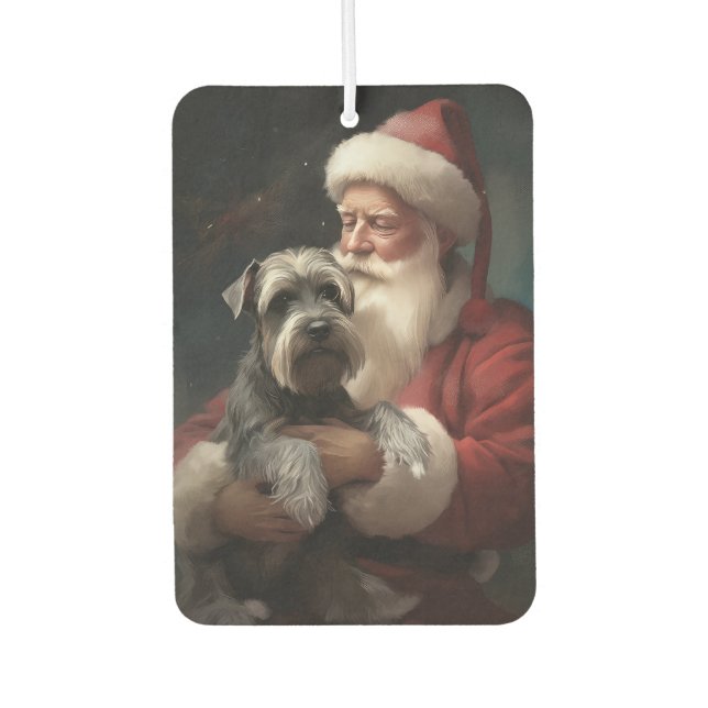 Schnauzer With Santa Claus Festive Christmas Air Freshener (Front)
