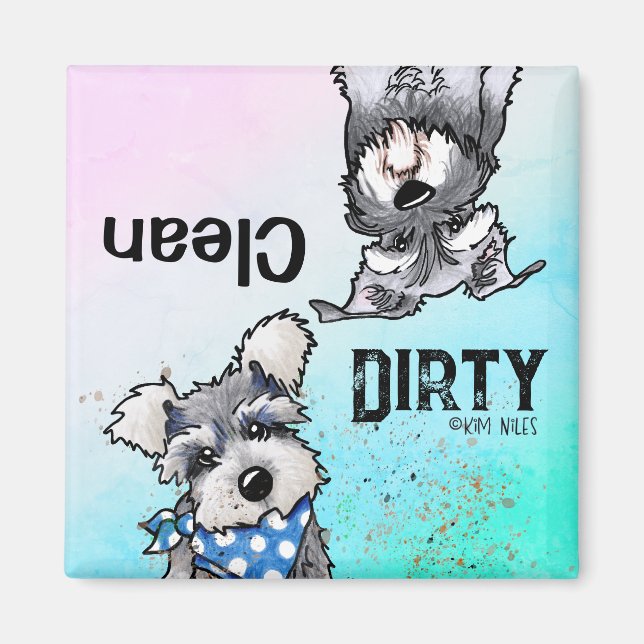 Schnauzers Clean Dirty Lave-vaisselle Magnet (Devant)