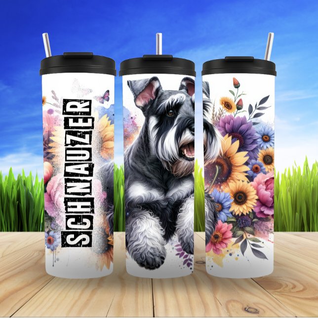 Schnauzer's Floral Frolic Thermal Tumbler (Creator Uploaded)
