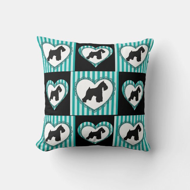 Schnauzers Hearts and Stripes Pillow (Front)