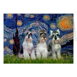 Schnauzers (trois) - Starry Night