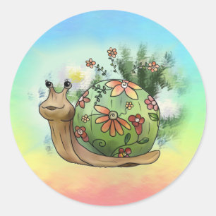Schnecke am Teich  Classic Round Sticker