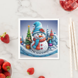 Schneemann in Winterlandschaft - Napkin