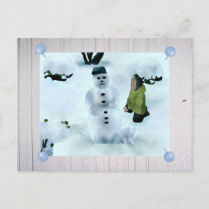 Schneemann mit Hund Postcard