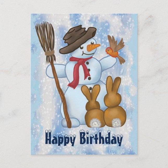 Schneemann mit postkarte postcard (Front)