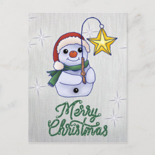Schneemann mit Stern Postcard