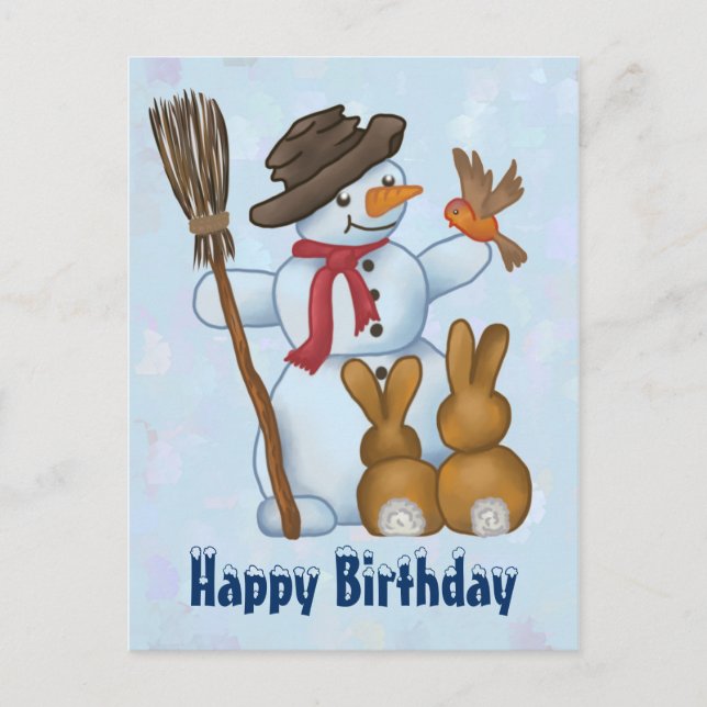 Schneemann mit tieren postcard (Front)