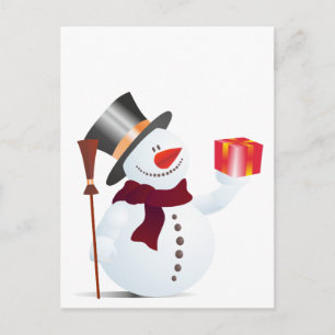 Schneemann / Snowman for Christmas / X-mas Holiday Postcard