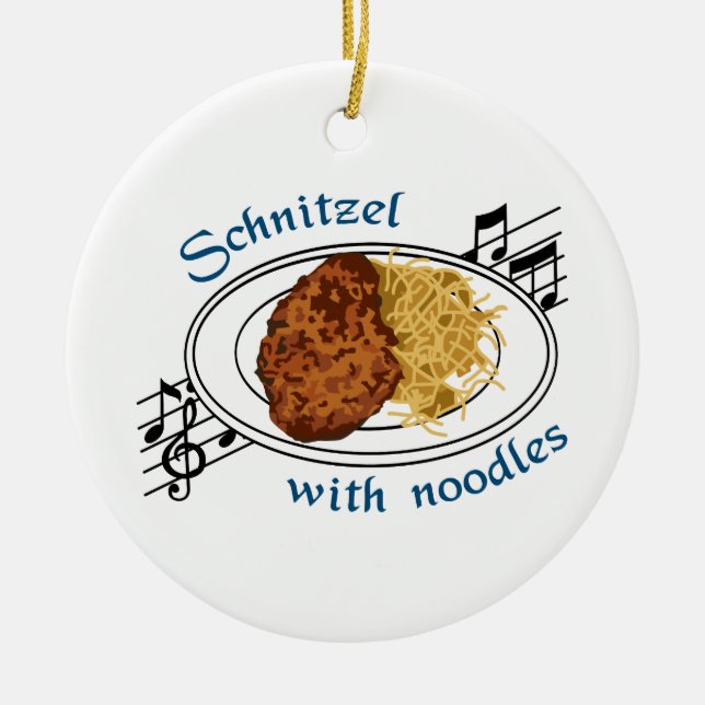 Schnitzel With Noodles Ceramic Ornament (Front)
