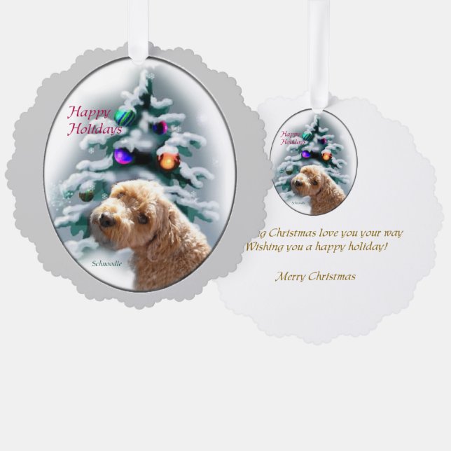 Schnoodle Christmas Gifts Ornament Card (Front/Back)