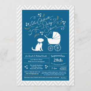 Schnoodle Dog Baby Shower Boy Blue Invitation