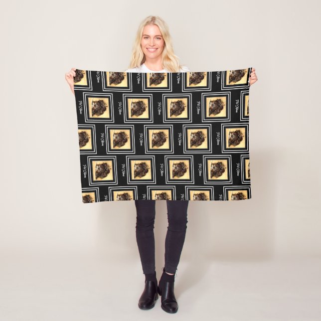 Schnoodle Dog Black Fleece Blanket (In Situ)