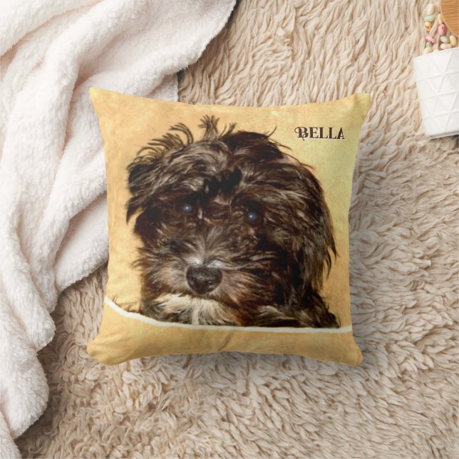 Schnoodle Dog Throw Pillow with Text (Blanket)