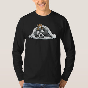 Schnoodle Dog With Stuffed Animal Sleeping Napping T-Shirt