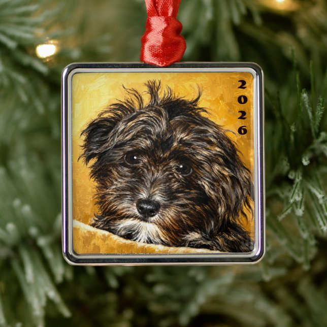 Schnoodle Premium Square Ornament (Tree)