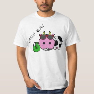 Schnozzle Cow Cash Cow Cartoon w/Money Bag T-Shirt