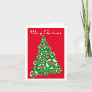 Schnuazer Dog Silhouette Christmas Tree Red Card