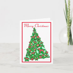 Schnuazer Dog Silhouette Christmas Tree White Card