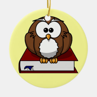 Scholarly Owl Ceramic Ornament
