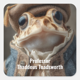Scholarly Toad in Vintage Attire Square Sticker