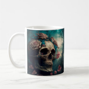 Schönes Totenkopf mit Rosen Blumen Motiv Coffee Mug