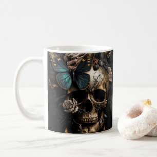 Schönes Totenkopf mit Schmetterling Motiv Coffee Mug