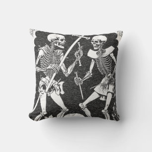 Schönes Vintage Gothik Skelett design Throw Pillow