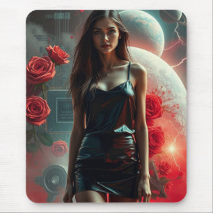 Schönheit, Planeten, Blumen und KI Mouse Pad