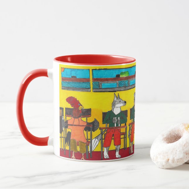 "School Animals Learning in Class" Mug (With Donut)