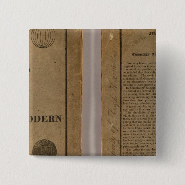 School atlas with modern geography 2 inch square button (Front)