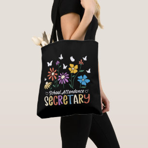 School Attendance Secretary Wildflowers Groovy Tote Bag