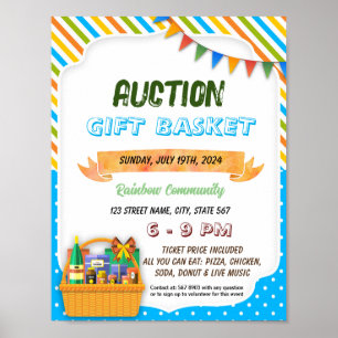 School auction gift basket flyer poster template