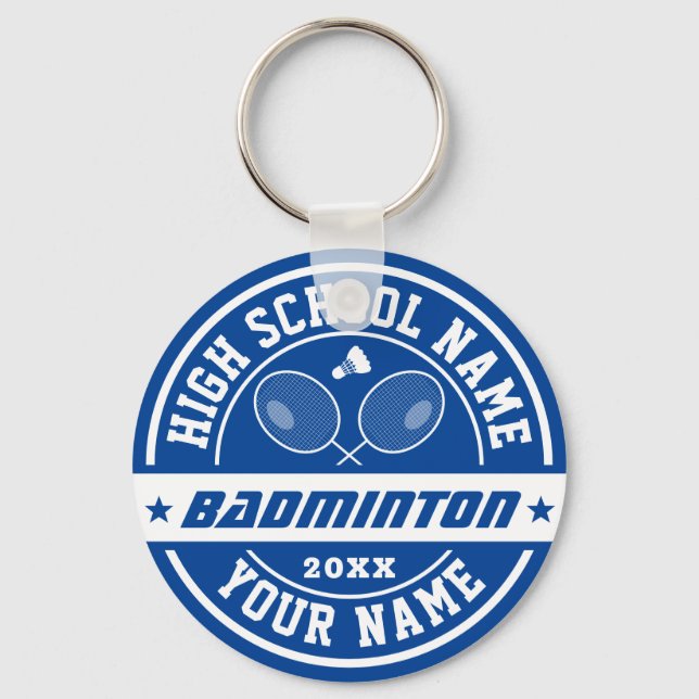 School Badminton Player Personalized Sports Keychain (Front)